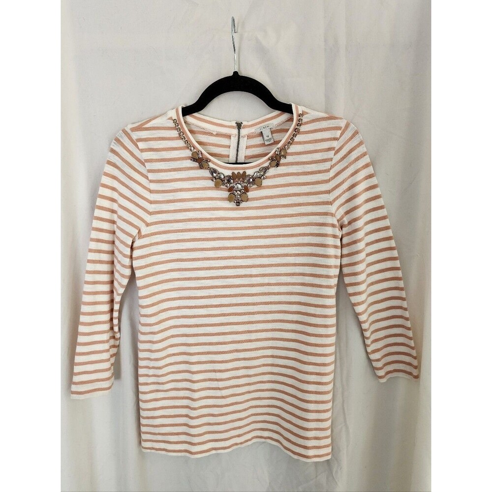 J. Crew Striped Jeweled Shirt, Size XS